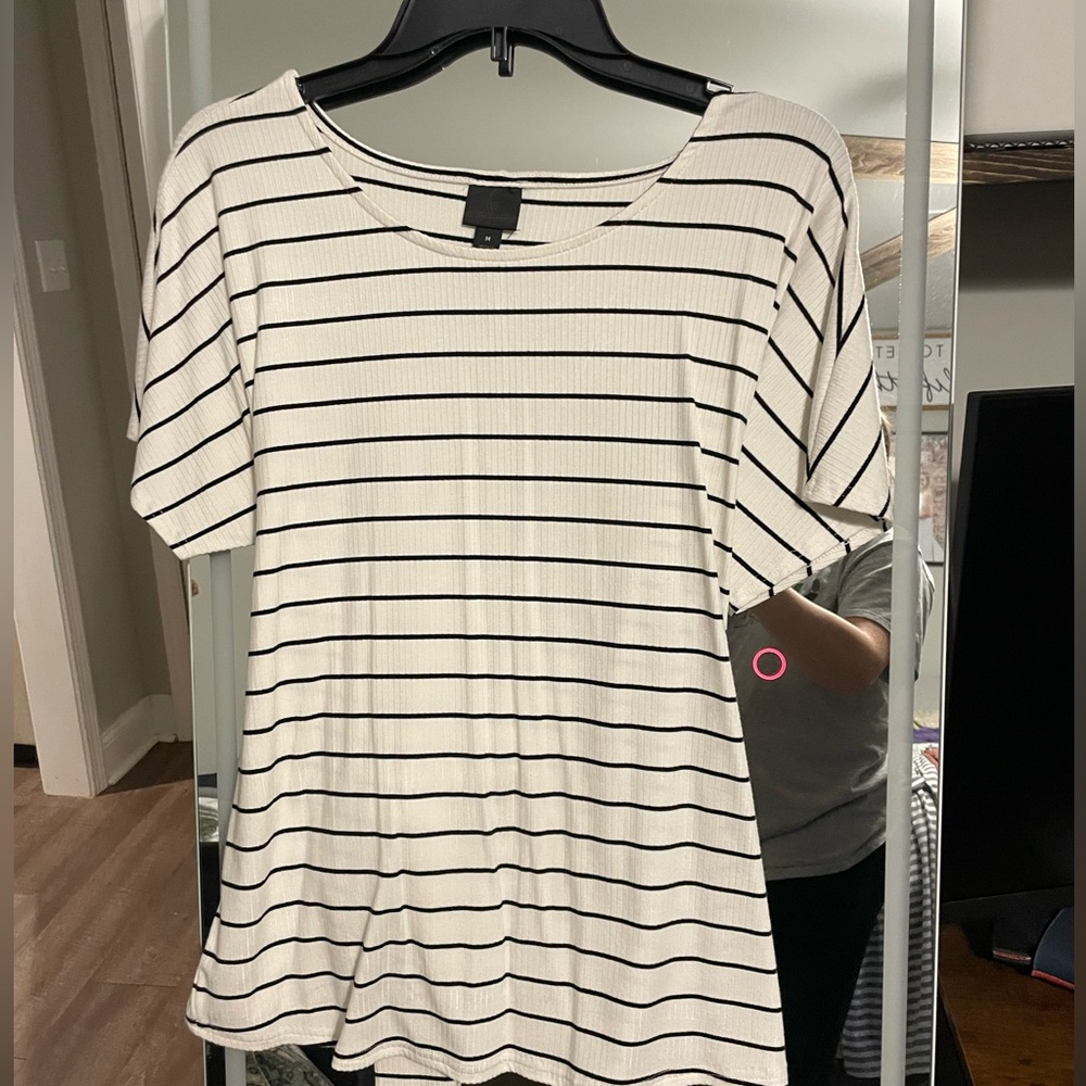 Stripped tie-back dress blouse
